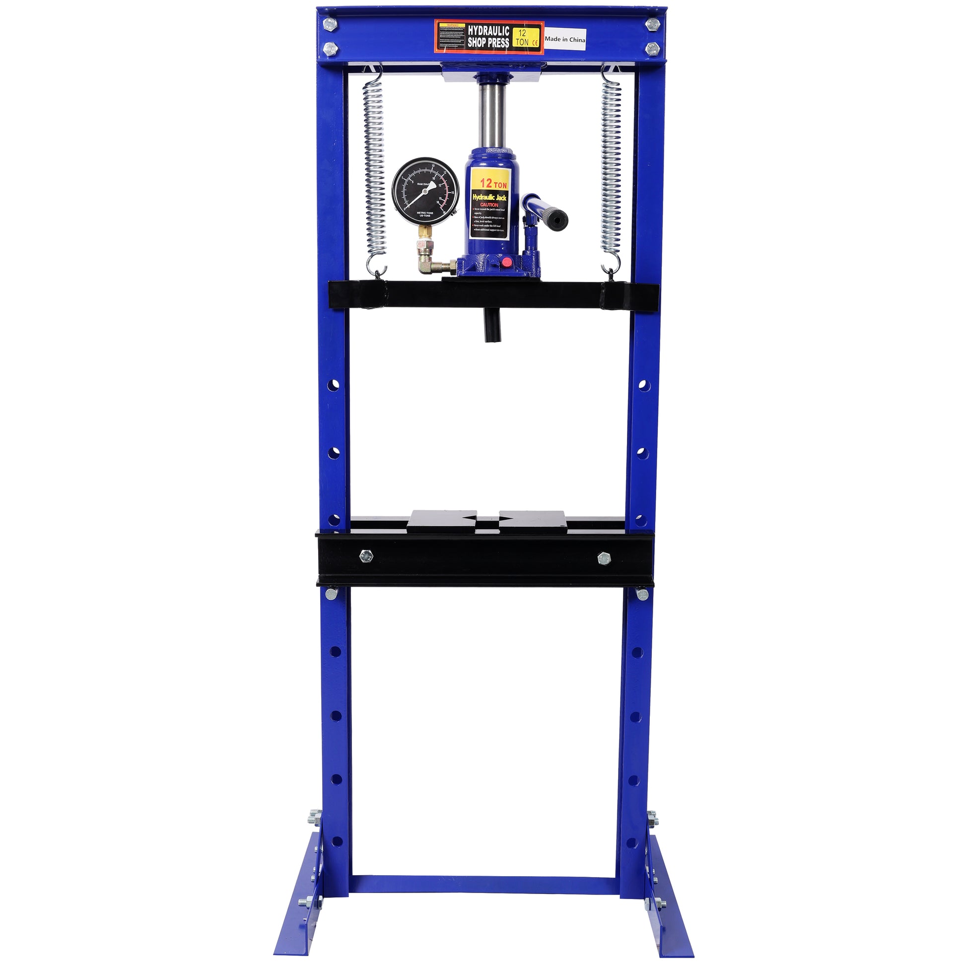 12Ton Bottle Jack Shop Press with Gauge, Bend, Straighten, or Press Parts, Install Bearings, U-Joints, Bushings, Ball Joints, and Pulleys,Blue image 3