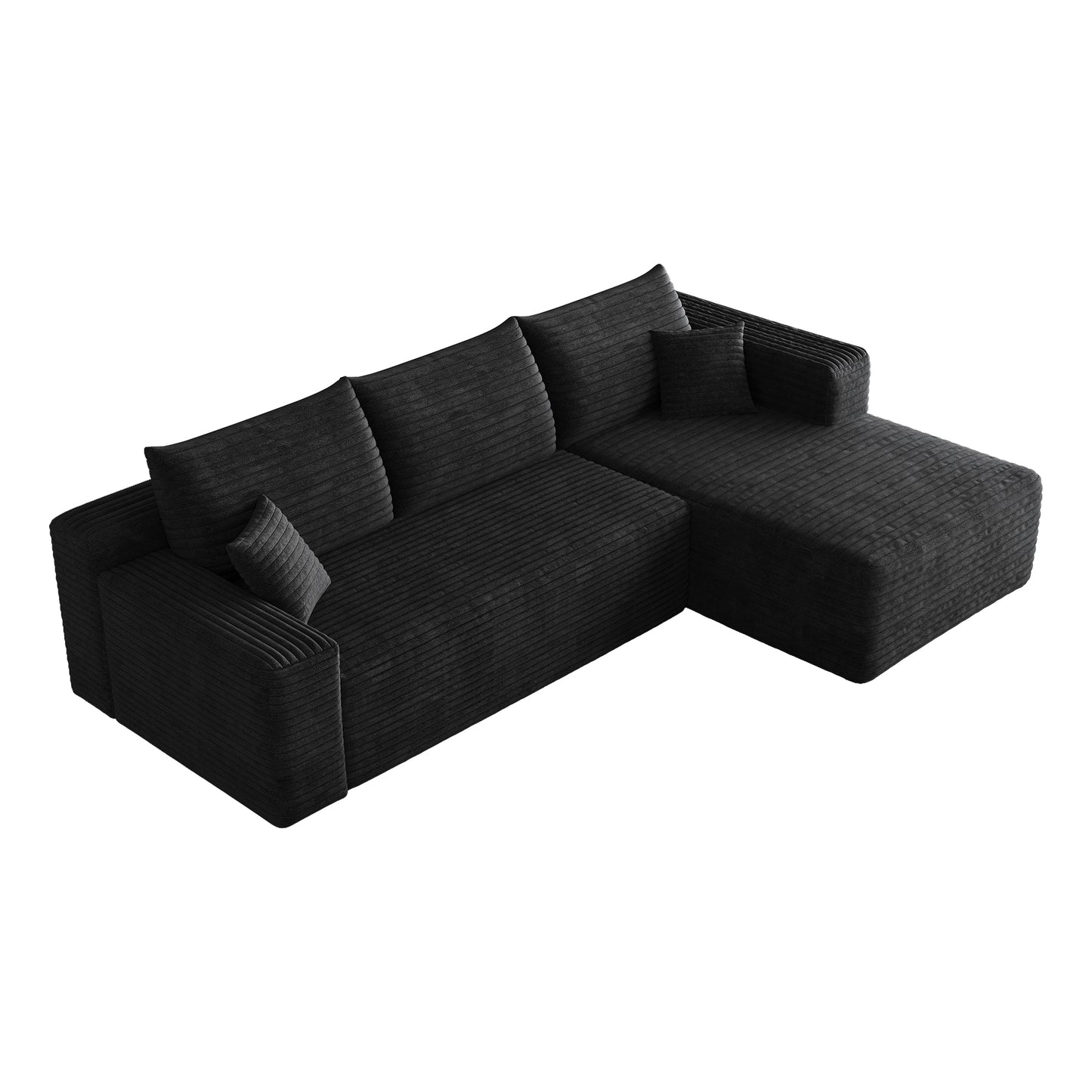 95" Cloud Sectional Sofa,Modern Minimalist Upholstered Couches, Comfort U Shaped Sofa for Living Room,Deep Seat Corner Couch,No Assembly Required,Black (Plush Corduroy Fabric) image 11