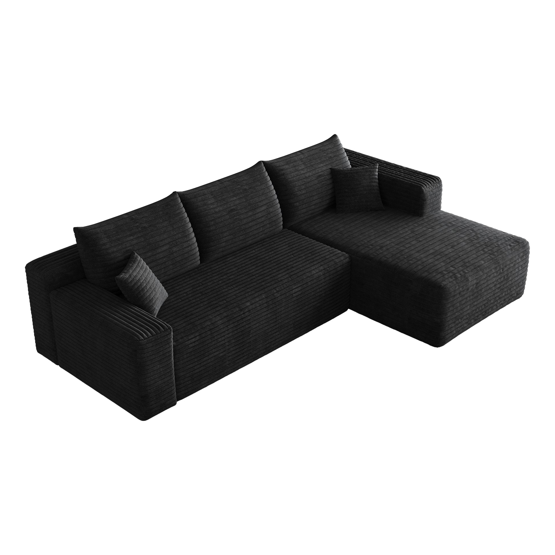 95" Cloud Sectional Sofa,Modern Minimalist Upholstered Couches, Comfort U Shaped Sofa for Living Room,Deep Seat Corner Couch,No Assembly Required,Black (Plush Corduroy Fabric) image 11