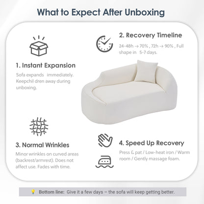 LY-048 Compression Curved Chaise Longue Chair Indoor, Modern Chenille Loveseat Couch with Deep Seat Sofa Bed with 1 Pillow, Sleeper Sofa Couch for Living Room, Bedroom, Apartment image 10