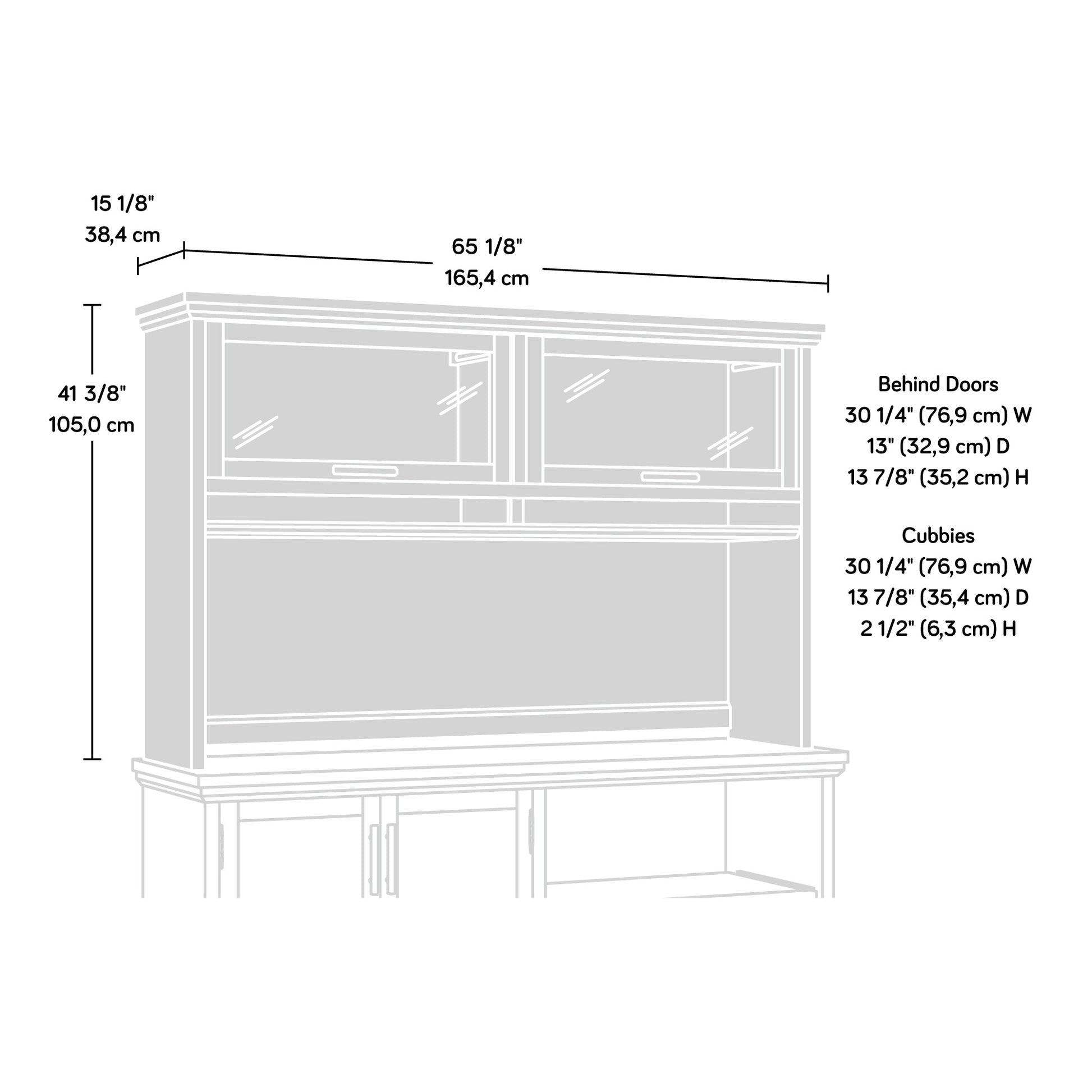 Hutch with Glass Doors, Brown finish image 7