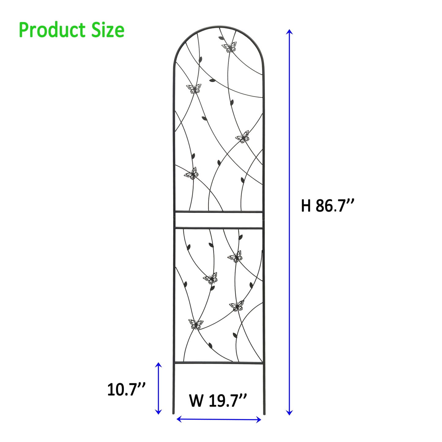 2 Pack Metal Garden Trellis 86.7" x 19.7" Rustproof Trellis for Climbing Plants Outdoor Flower Support Butterfly Deco Black image 2