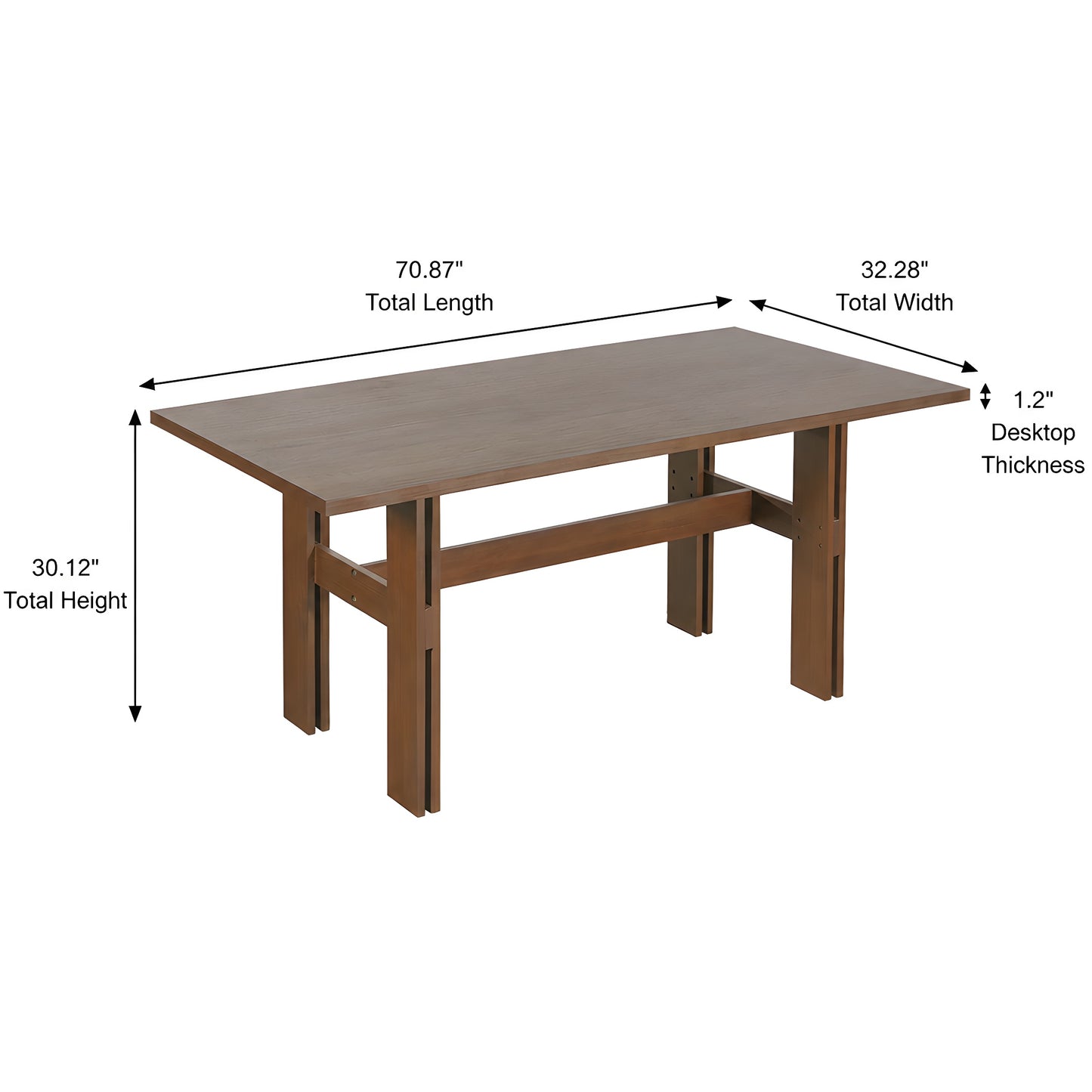 7 Pieces Modern Oval Dining Set, Rustic Farmhouse Solid Wood Kitchen Table Set for 6, 71'' Large Luxury Retro Country Dinner Set with Beige Chairs, for Dining Room, Kitchen,Walnut image 5