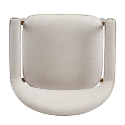 Modern Upholstered Dining Chairs with Curved Back, Beige Fabric & Walnut Finish Rubber Wood, Set of 2 image 10