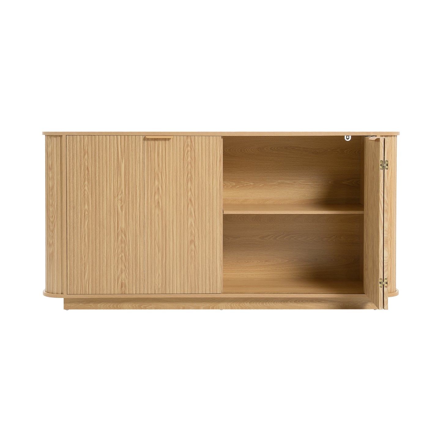 63 " Wavy Storage Sideboard, Double-Door Buffet Cabinet with Adjustable Shelves, Suitable for Kitchen, Living Room, Hallway - Versatile Storage (Natural) image 12