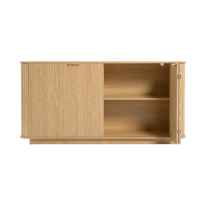 63 " Wavy Storage Sideboard, Double-Door Buffet Cabinet with Adjustable Shelves, Suitable for Kitchen, Living Room, Hallway - Versatile Storage (Natural) image 12