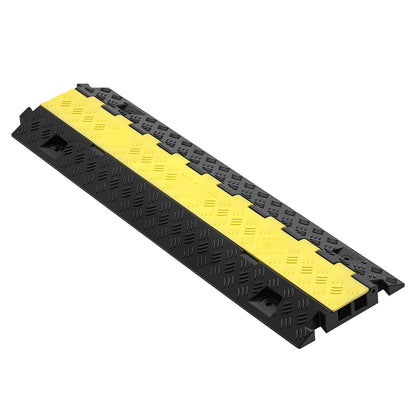Cable Protector Ramp, 22,000 lbs/axle Capacity, 2 Channel Heavy Duty TPU Cord Hose Wire Cover, 1.2 x 1.1 in Channel, Traffic Speed Bump with Flip-Open Top Cover, for Indoor Outdoor Use, 3 Pack image 2