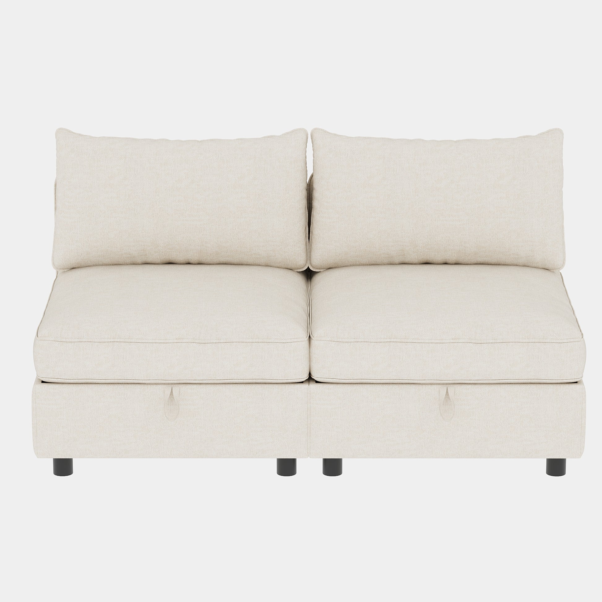 Armless Seat for Modular Sectional Sofa, Convertible Sofa Seat With Storage, Sleeper Sectional Sofa Set, Fabric Flexible Modular Combinations for Living Room(2PCS) image 1