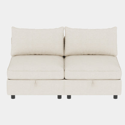 Armless Seat for Modular Sectional Sofa, Convertible Sofa Seat With Storage, Sleeper Sectional Sofa Set, Fabric Flexible Modular Combinations for Living Room(2PCS) image 1