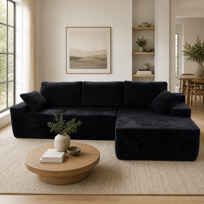 96" Compressed L-Shape Sofa Black Right Corner Facing sofa image 2
