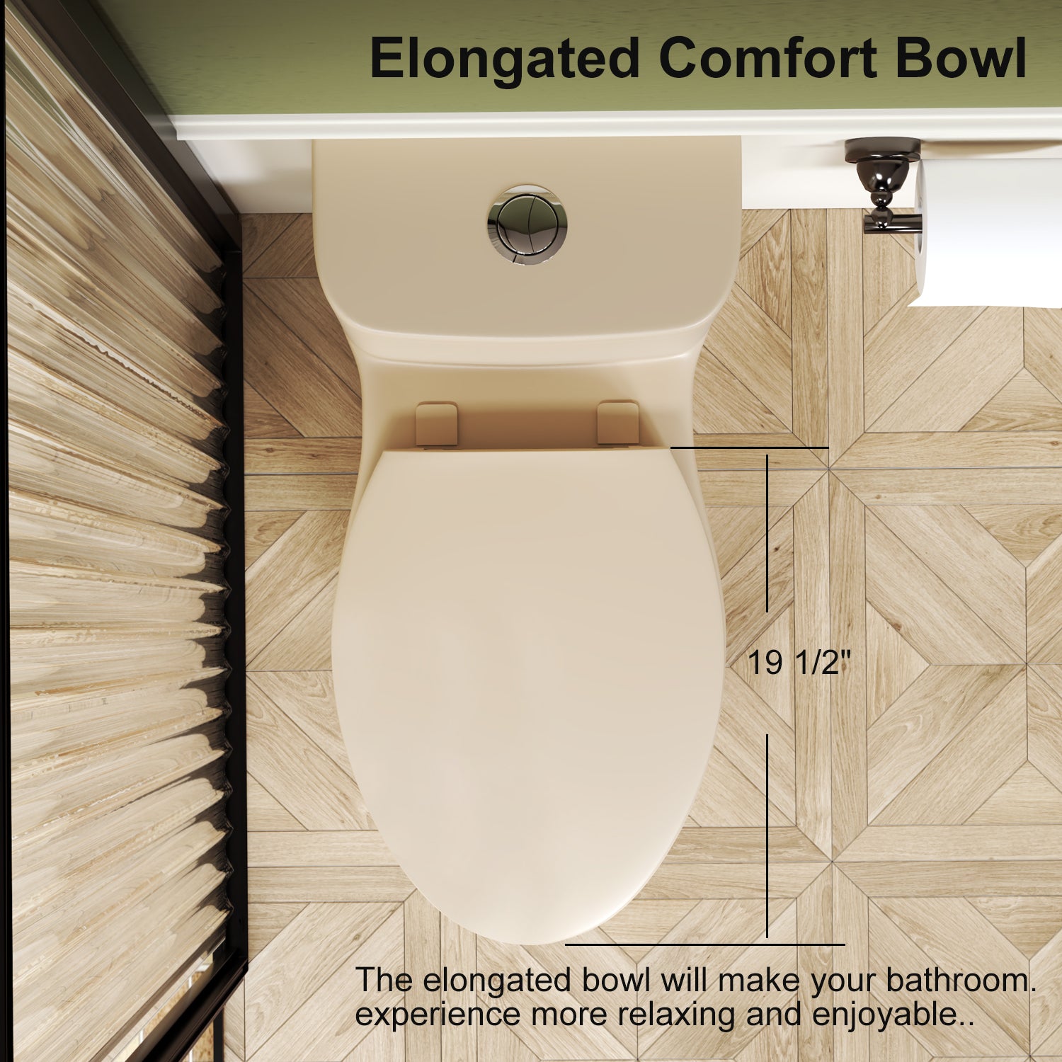1.1/1.6 GPF Tornado Flush One-Piece Toilet with Comfort Chair Seat ADA Height 17",Powerful & Quiet Dual Flush Modern Toilet,Siphonic S-trap 12",Rimless Bowl with Soft Closing Seat, khaki
2KK-006 image 6