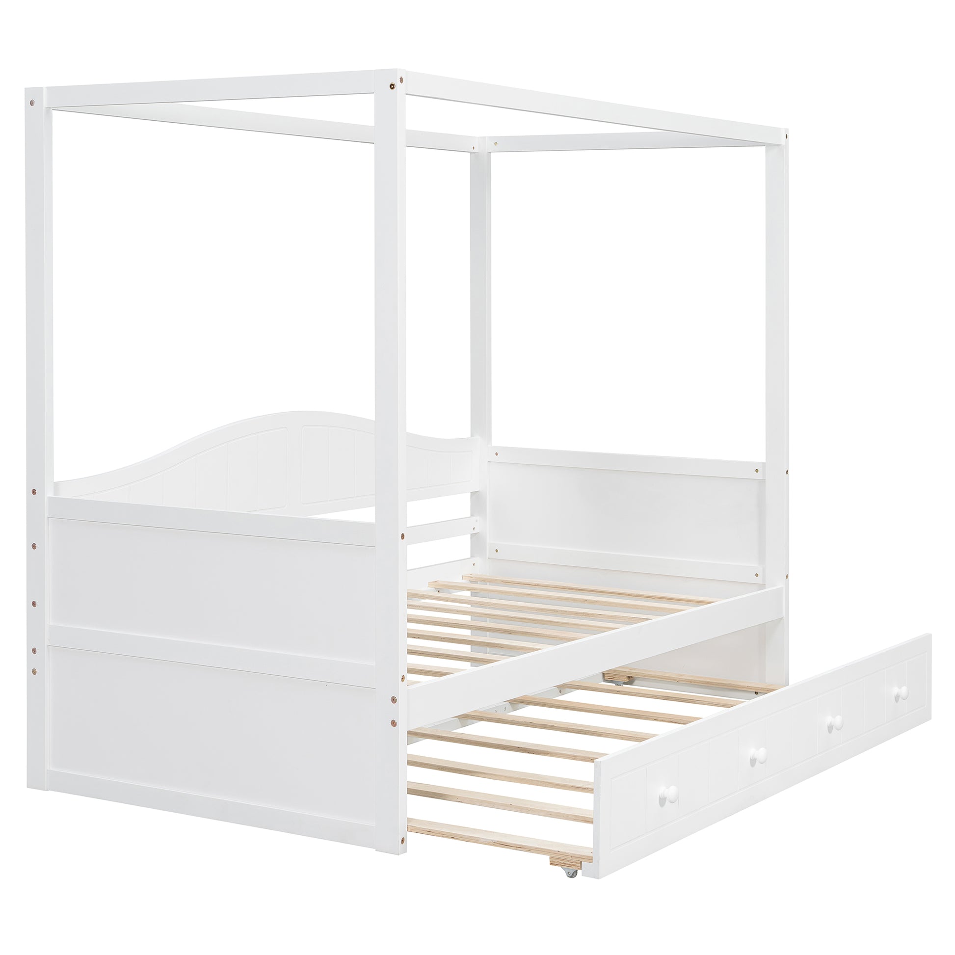 Twin Size Canopy Day Bed with twin size Trundle, White(Old SKU:N708P373423K) image 10