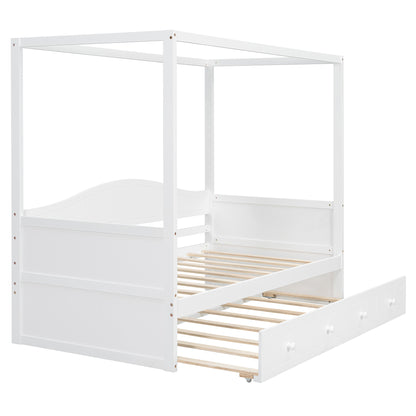 Twin Size Canopy Day Bed with twin size Trundle, White(Old SKU:N708P373423K) image 10