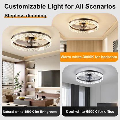 19.7" Ceiling Fans with Lights Remote and APP Control, Dimmable 3-Color and 6-Speed quiet DC Motor, BLACK Ceiling Fan for Living Room Bedroom image 3