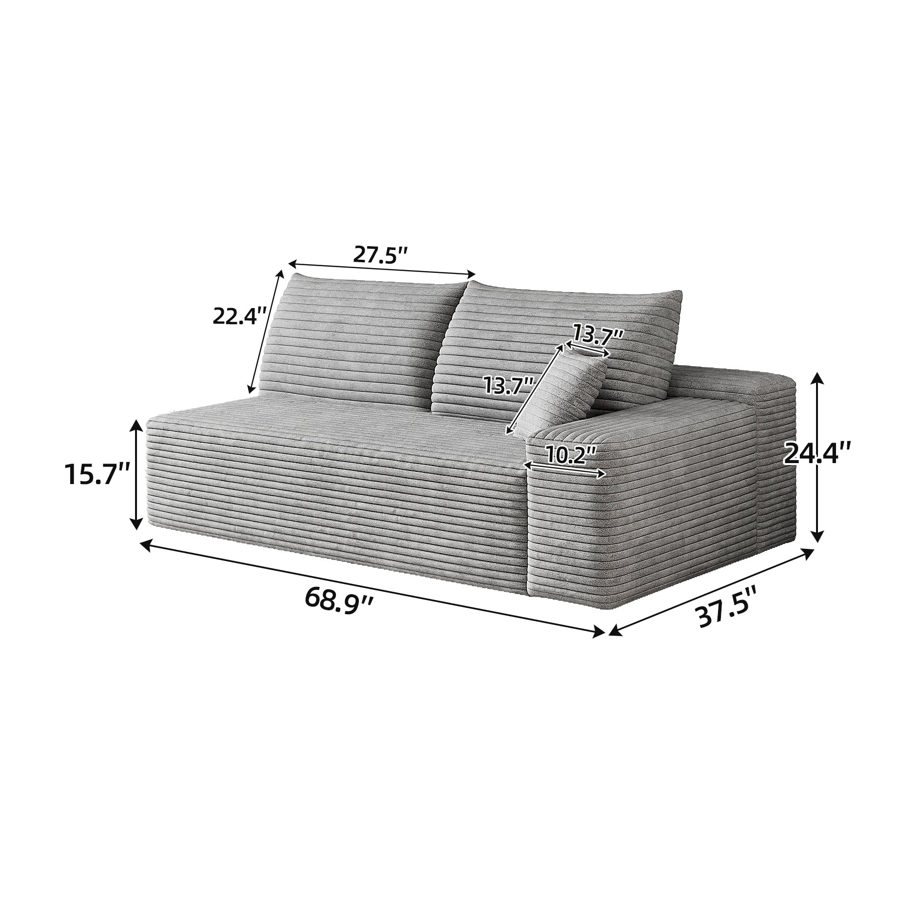 Y165-3R-GREY 3seater right grey image 4