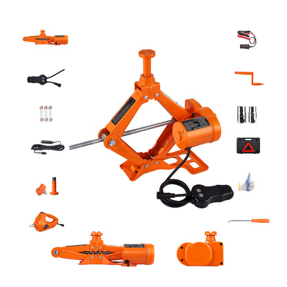 Electric Car Jack, 3 Tons /6600 lbs Scissor Jack with Electric Impact Wrench, 12V Car Jack with Double Saddles with Remote Control, Portable Car Jack Lifting for Sedan, SUV, Truck Tire Change image 2