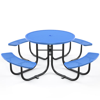 Blue Round Table & Chair Set with Umbrella Hole image 1