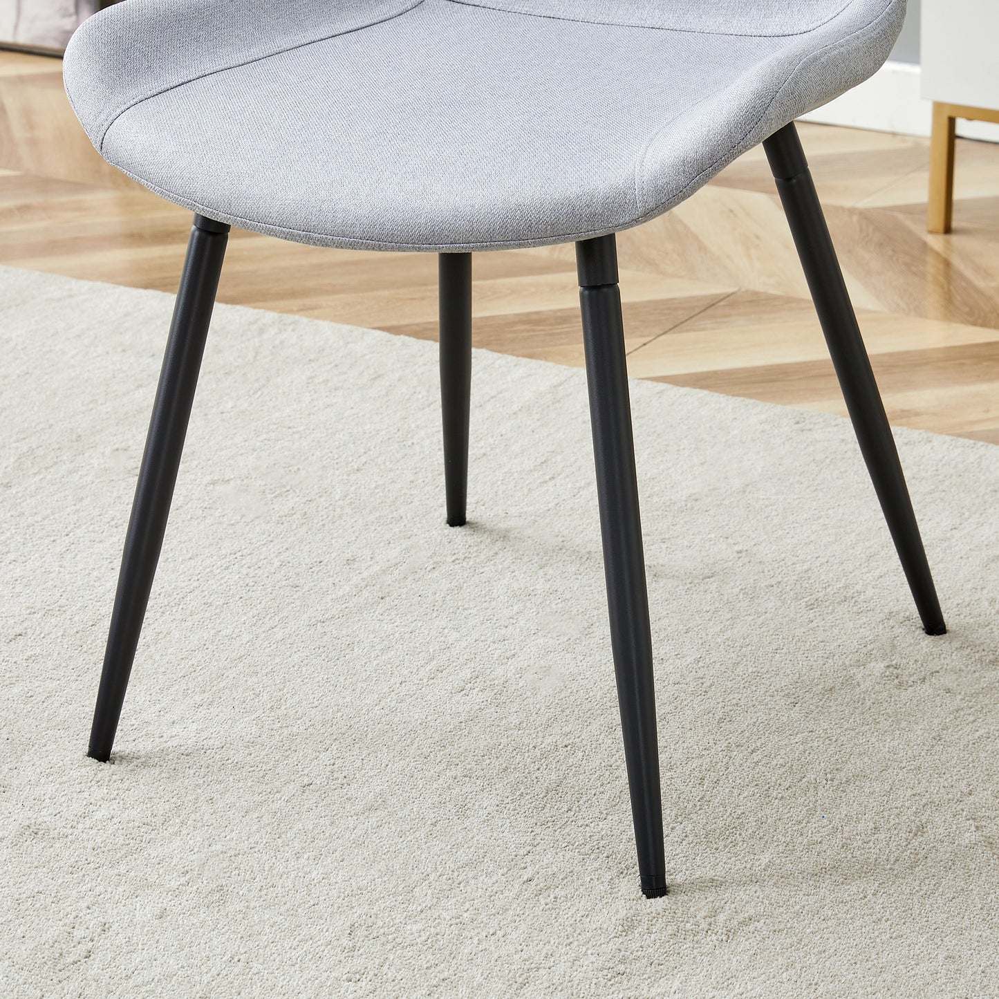 Comfortable Linen-Cotton Dining Chair Set - Six Pieces in Light Gray.Integrated Seat and Backrest,Linen-Cotton Material,Curved Widened Cushion Design For More Comfort. image 8