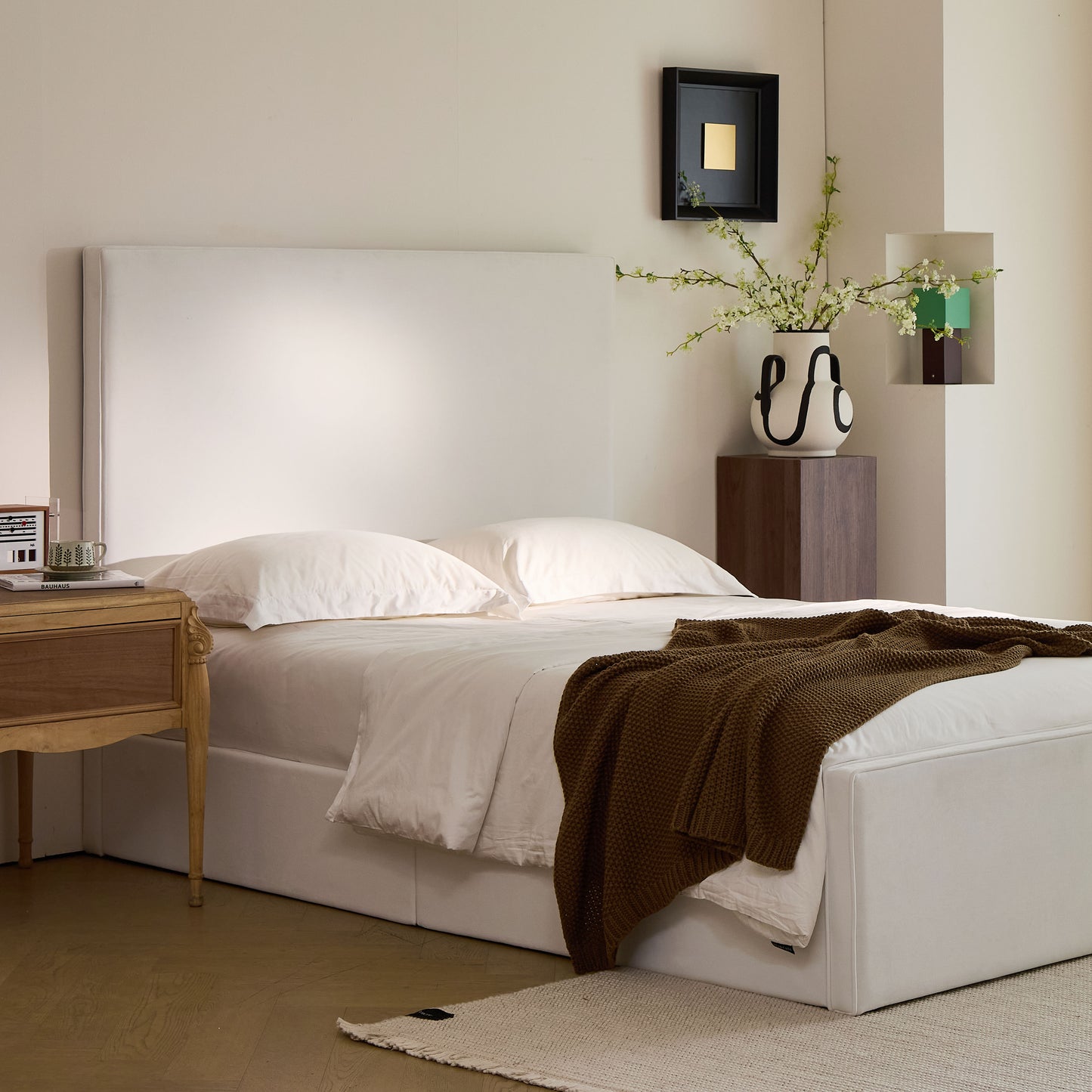 Lucas Tall Headboard Upholstered Bed / 52" High Headboard / Elegant Simplicity / No Box Spring Needed / Easy Assembly / King / Coconut Micro Suede image 3