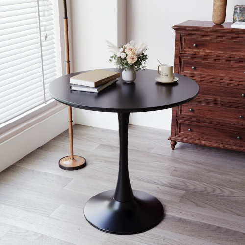Modern Round Dining Table, ∅31.5'' Kitchen Dining Room Furniture, Coffee Table, Leisure Table, Living Room Table, Dining Table, Kitchen Table, Oval Dining Table (BLACK) image 11