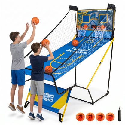 Dual Shot Foldable Basketball Arcade Game, LED Digital Scoreboard, 4 Balls & Pump, Indoor Family Entertainment Game image 1