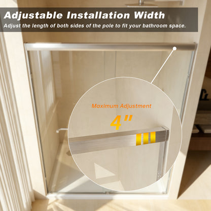 56-60 " x 72" Tempered Glass, Aluminum Frame Double Sliding Shower Door, "1/4 (6 mm), Stainless Steel handle,Brushed Nickel image 3