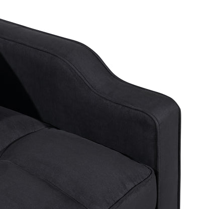 1 multifunctional foldable sofa bed with 3 different lengths, modern sofa, upgraded suede fabric, adjustable backrest, Black color with USB port and rotating telephone stand image 6