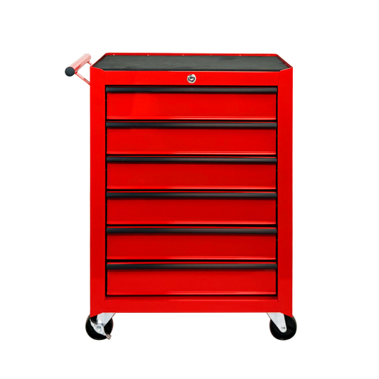 Rolling Metal Tool Chest with 6 Drawers, 20" 6-Drawer Tool Chest Cabinet with Ball Bearing Drawer Slides, Steel Tool Storage Box Organizer -RED image 1