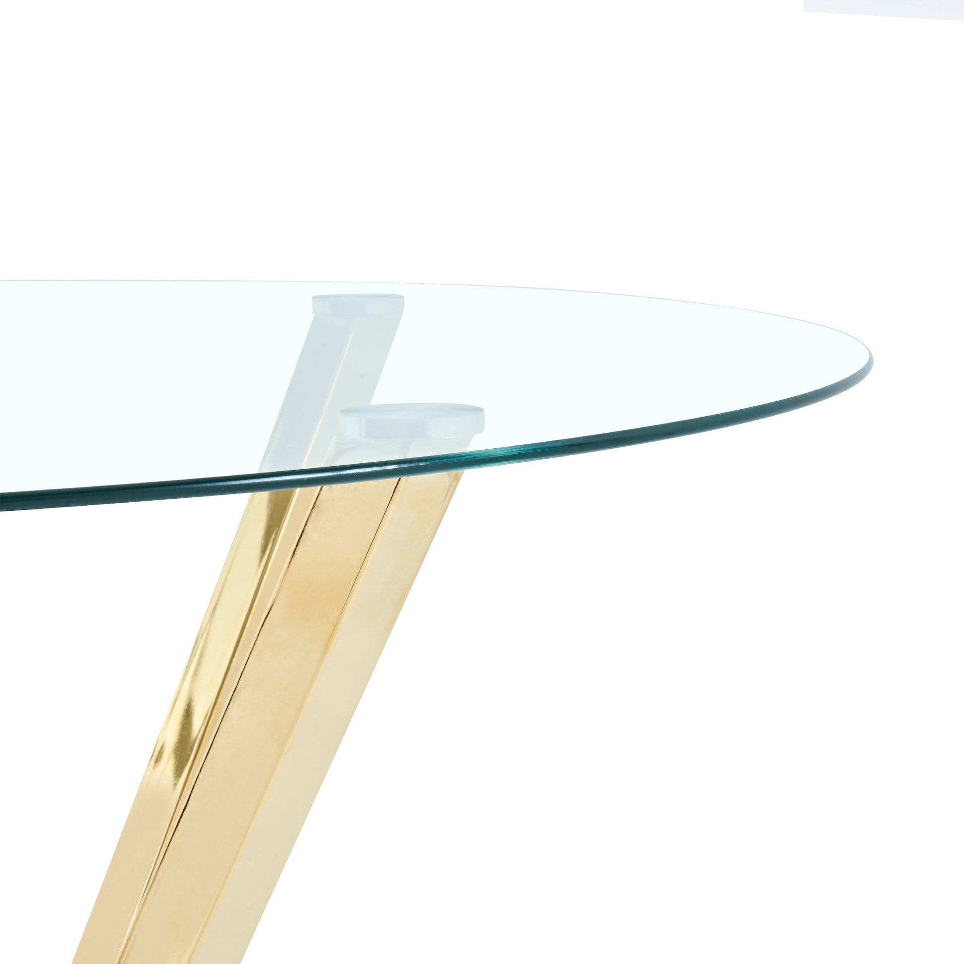 45.27"Round Dining Table,Tempered Glass Kitchen Tabe with Golden Metal Legs,Modern Dining Room Table for for Kitchen,Living Room, Easy Assembly image 7