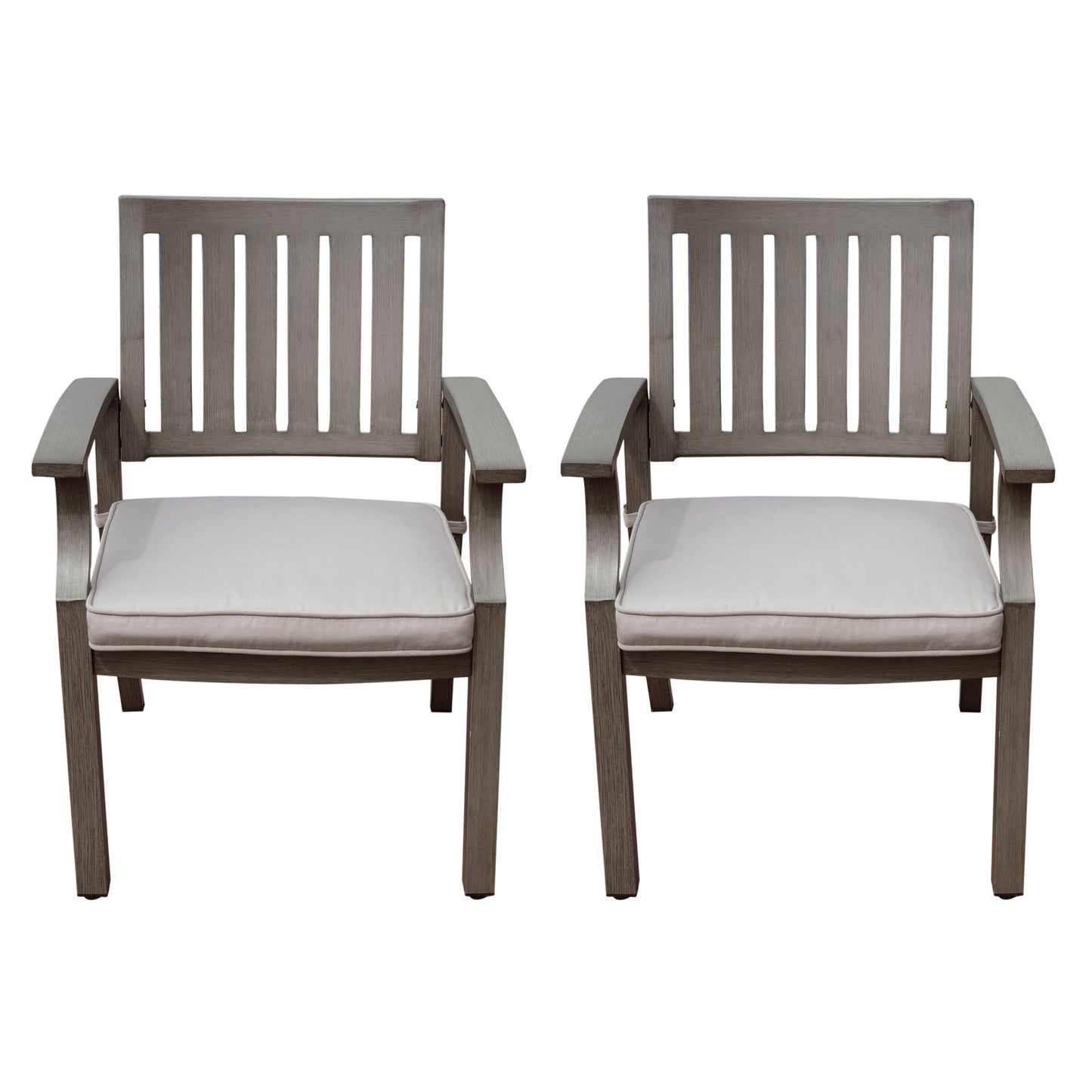 Outdoor Modern Aluminum Dining Chair with Cushion (Set of 2), Dark Gray and Silver image 3