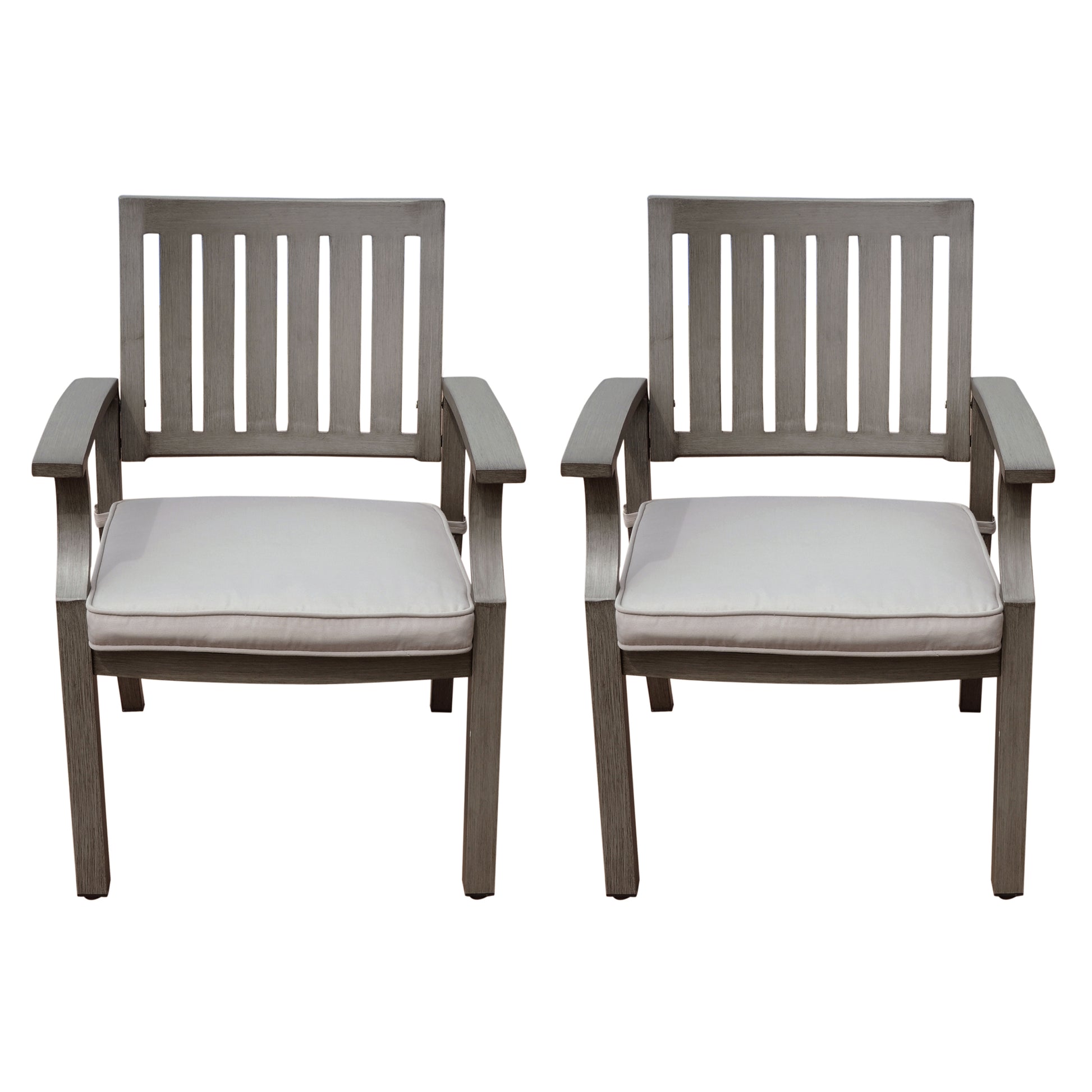 Outdoor Modern Aluminum Dining Chair with Cushion (Set of 2), Dark Gray and Silver image 3