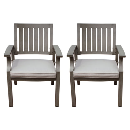 Outdoor Modern Aluminum Dining Chair with Cushion (Set of 2), Dark Gray and Silver image 3