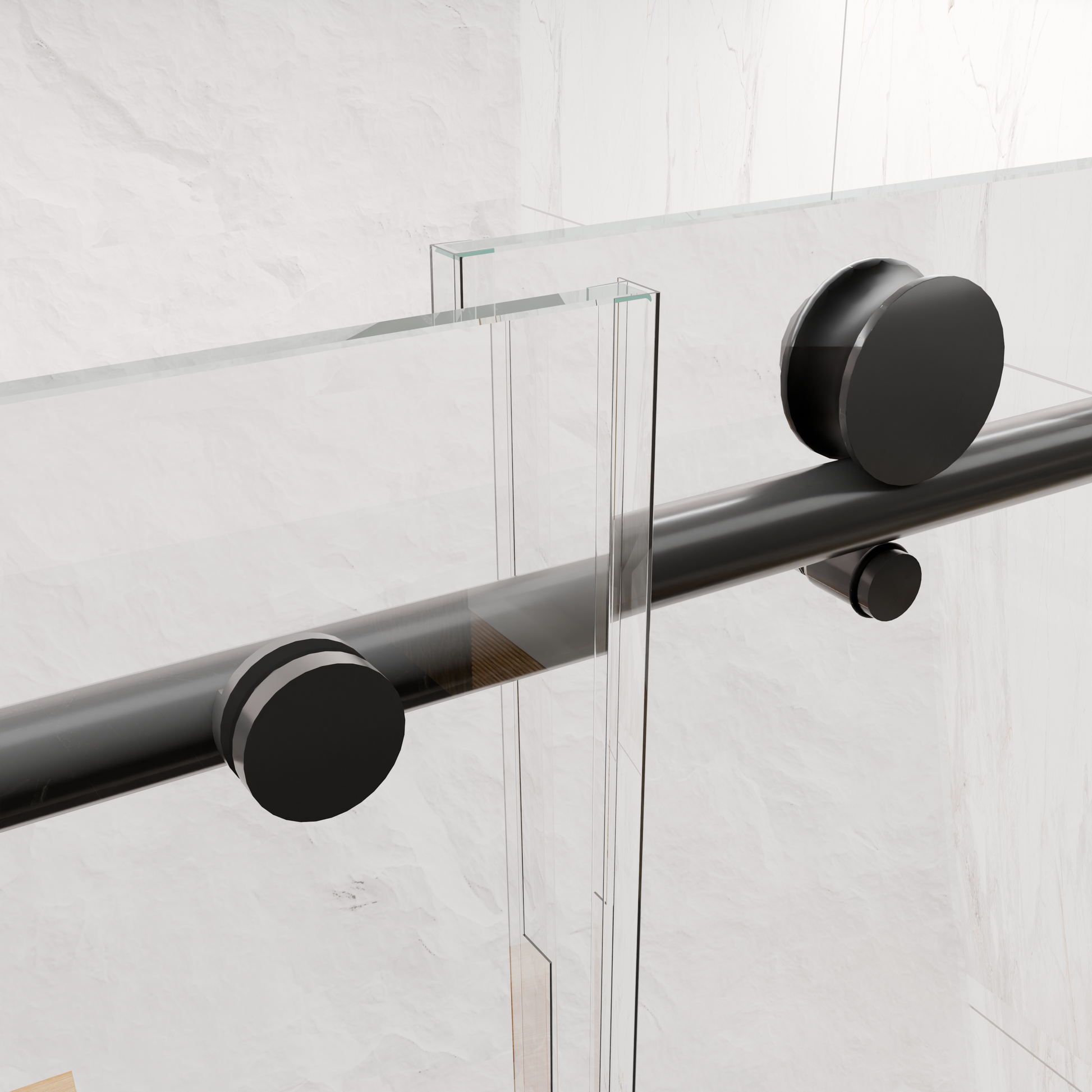 56-60"W x 76"H Frameless Shower Door, Sliding Shower Door, with Premium 5/16"(8mm)Thick Tempered Glass Shower Enclosure,Chrome Matte Black With Buffer, kd image 12
