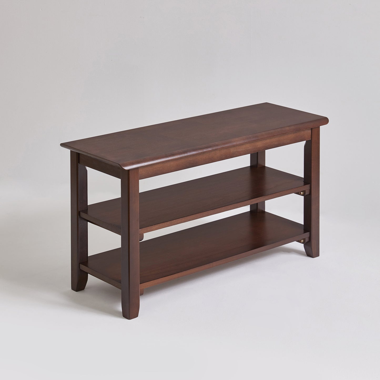 2-Tier Solid Wood Shoe Bench, Entryway Shoe Rack with Storage Shelves, Hallway Seat Bench for Shoes image 9