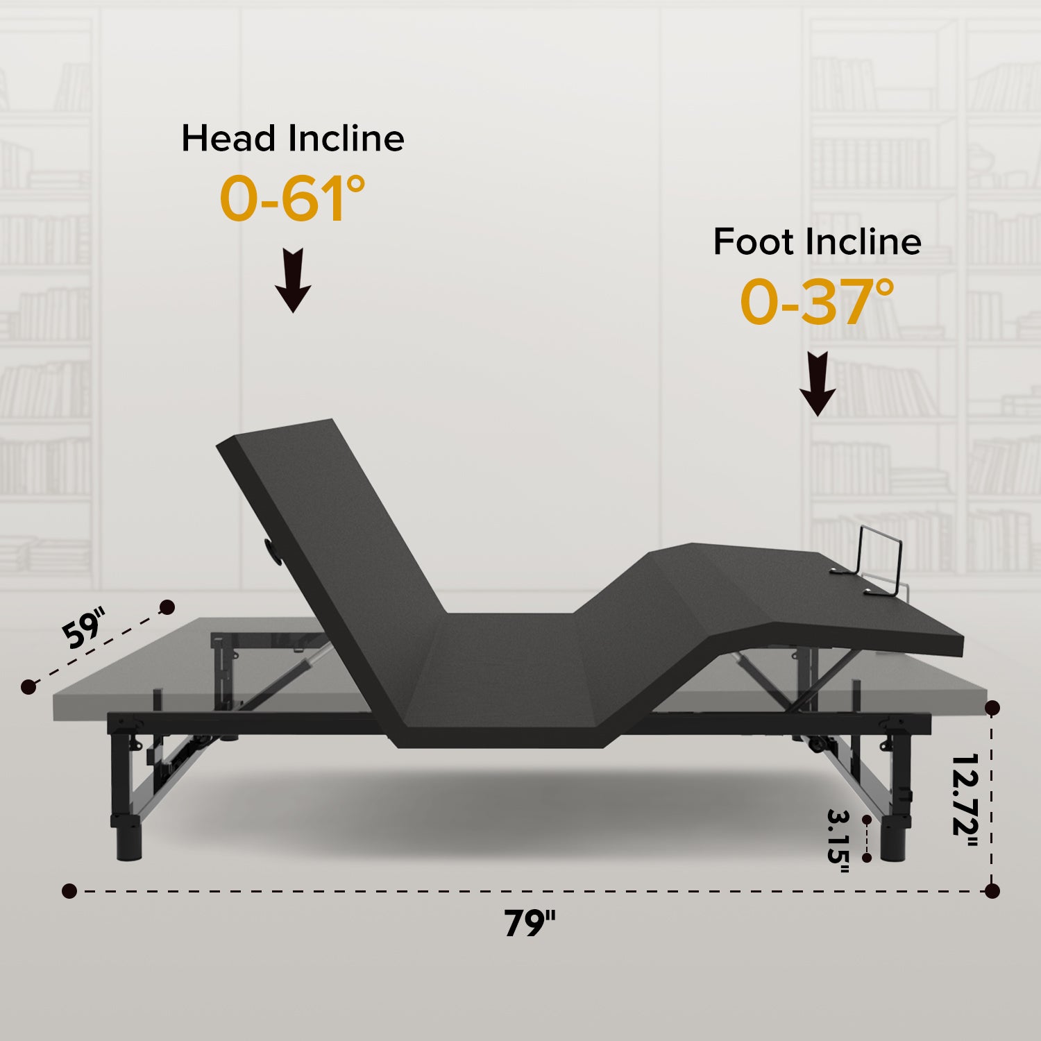 Adjustable Bed Base Frame Queen Bed Frame with Head and Foot Incline Wireless Remote 4 Ports USB, Under-Bed Nightlights, Zero Gravity Quiet Motor Black Queen image 2