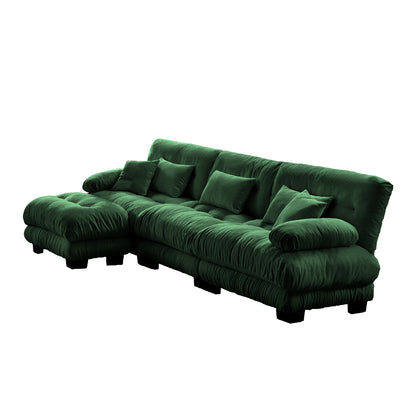 Luxury Modular Sectional Sofa Couch,Oversized L Shaped Cloud Couch for Living Room,Deep Seat Sofa Couch with Convertible Ottoman,Chenille Green image 9