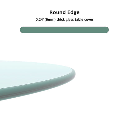 24" Inch Round Tempered Glass Table Top Clear Glass 1/4" Inch Thick Round Polished Edge (Old Sku:W126560368) image 7