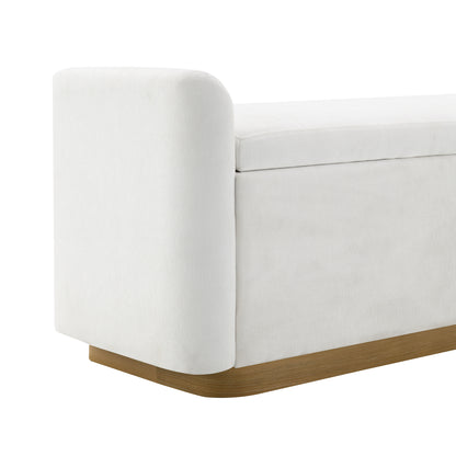 49" Bench with Storage, Storage Ottoman Bench with Safety Hinge, Gold Metal Base with wood frame, Upholstered Entryway Bench for Bedroom, Living Room, Hold up to 350 lb, Beige image 6