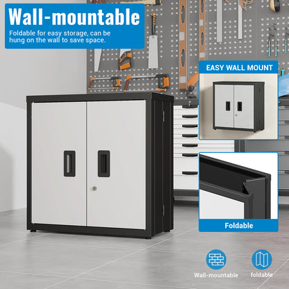 Metal Tool Garage Storage Cabinet with 2 Doors and lock image 10