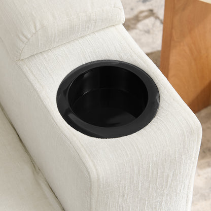 Single sofa recliner with manually adjustable backrest, USB charging port on the armrest side, phone stand included, hidden armrest storage, and a matching storage ottoman-Beige image 9