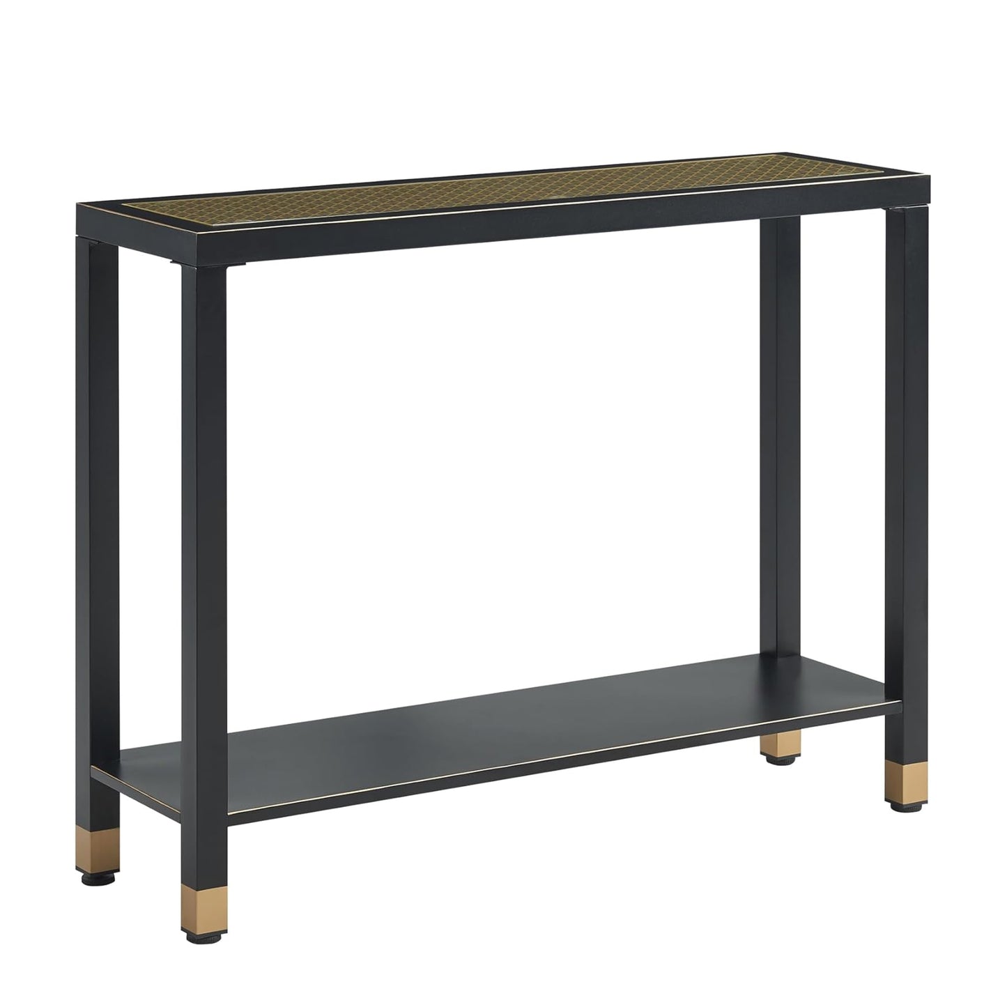 Glass Entryway Table, 2-Tier Entry Way Console Entrance Table, 41"L Narrow Sofa Table with Shelves, Ideal for Hallway, Entryway, Living Room, Foyer, Corridor, and Office (Gold & Black) image 5