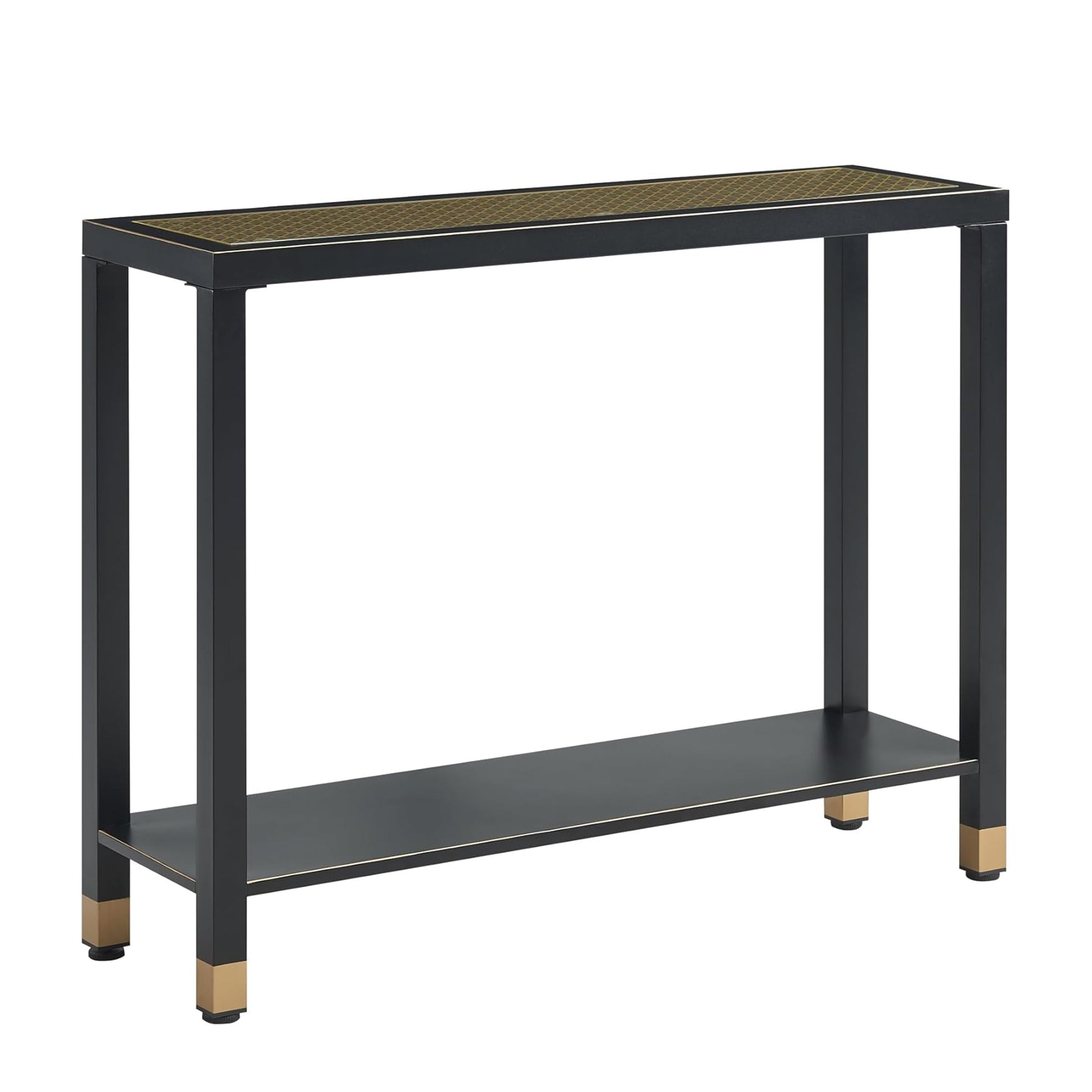 Glass Entryway Table, 2-Tier Entry Way Console Entrance Table, 41"L Narrow Sofa Table with Shelves, Ideal for Hallway, Entryway, Living Room, Foyer, Corridor, and Office (Gold & Black) image 5