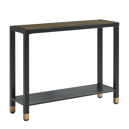 Glass Entryway Table, 2-Tier Entry Way Console Entrance Table, 41"L Narrow Sofa Table with Shelves, Ideal for Hallway, Entryway, Living Room, Foyer, Corridor, and Office (Gold & Black) image 5