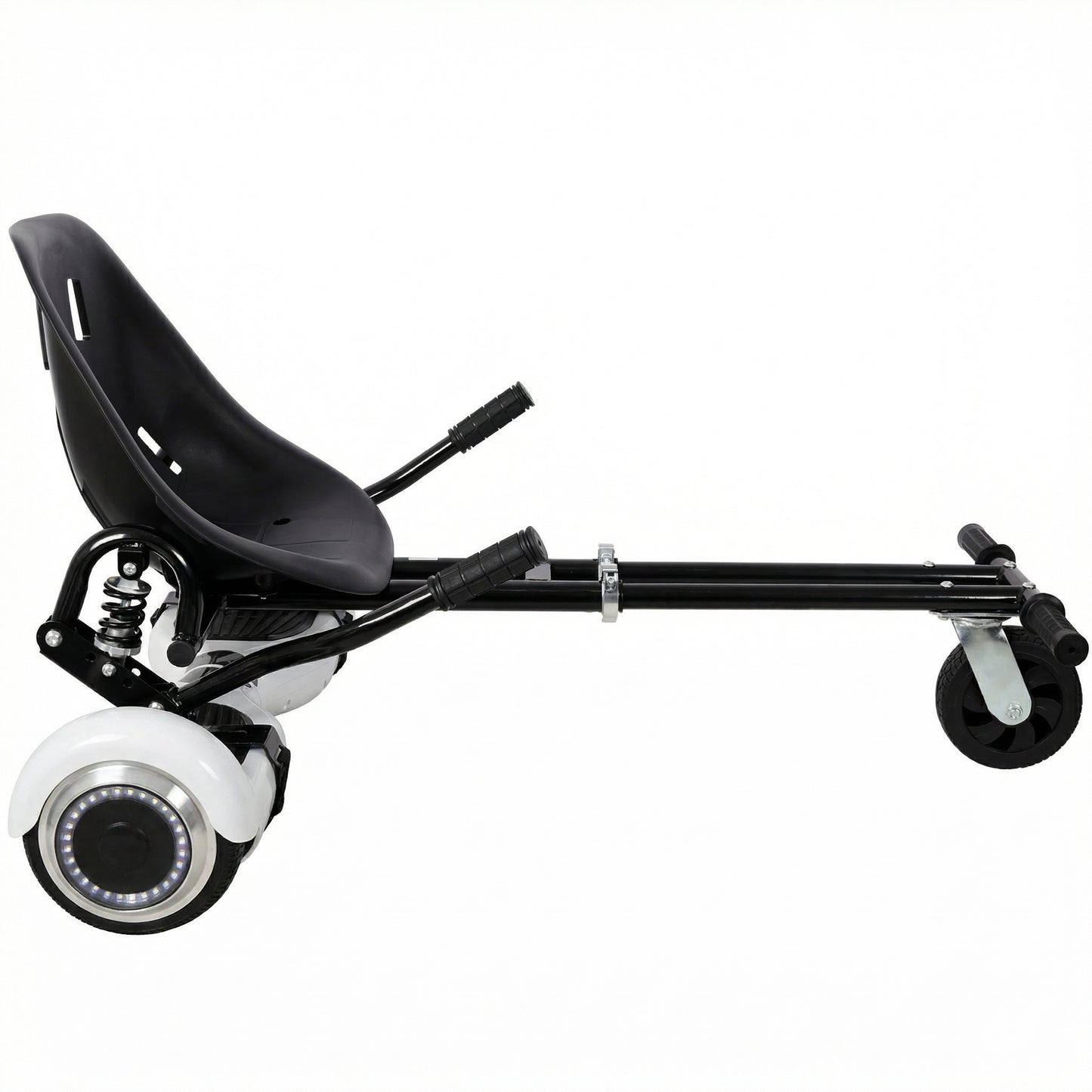 Hoverboard Seat Attachment Go-Kart,Fits 6.5" 8"10" Hoverboards, Heavy Duty Dual Pole & Dual Shock Absorber,Sturdy Adjustable Off-Road Frame,Hover Cart for Family Fun,not include Hoverboard,Black image 2