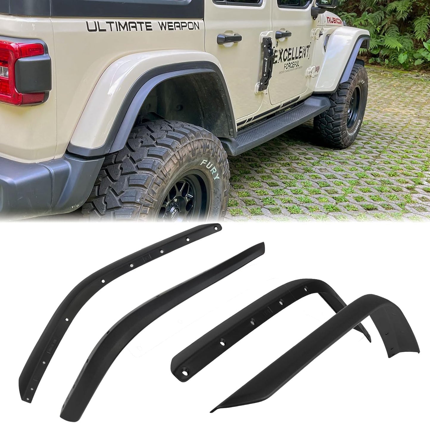 Fenders Front & Rear Fenders Compatible with 2018-2026 Jeep Wrangler JL and JLU Unlimited Rubicon, Off-Road Wheel Fender Liner Set 4 Pcs(Only Fit High Clearance Fender Flares,Not for 4XE) image 1