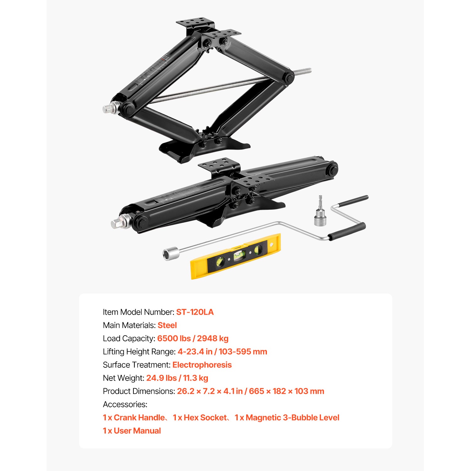 RV Scissor Jacks 6500 lbs 23.4 in RV Stabilizer Leveling Scissor Jacks Set of 2 image 9