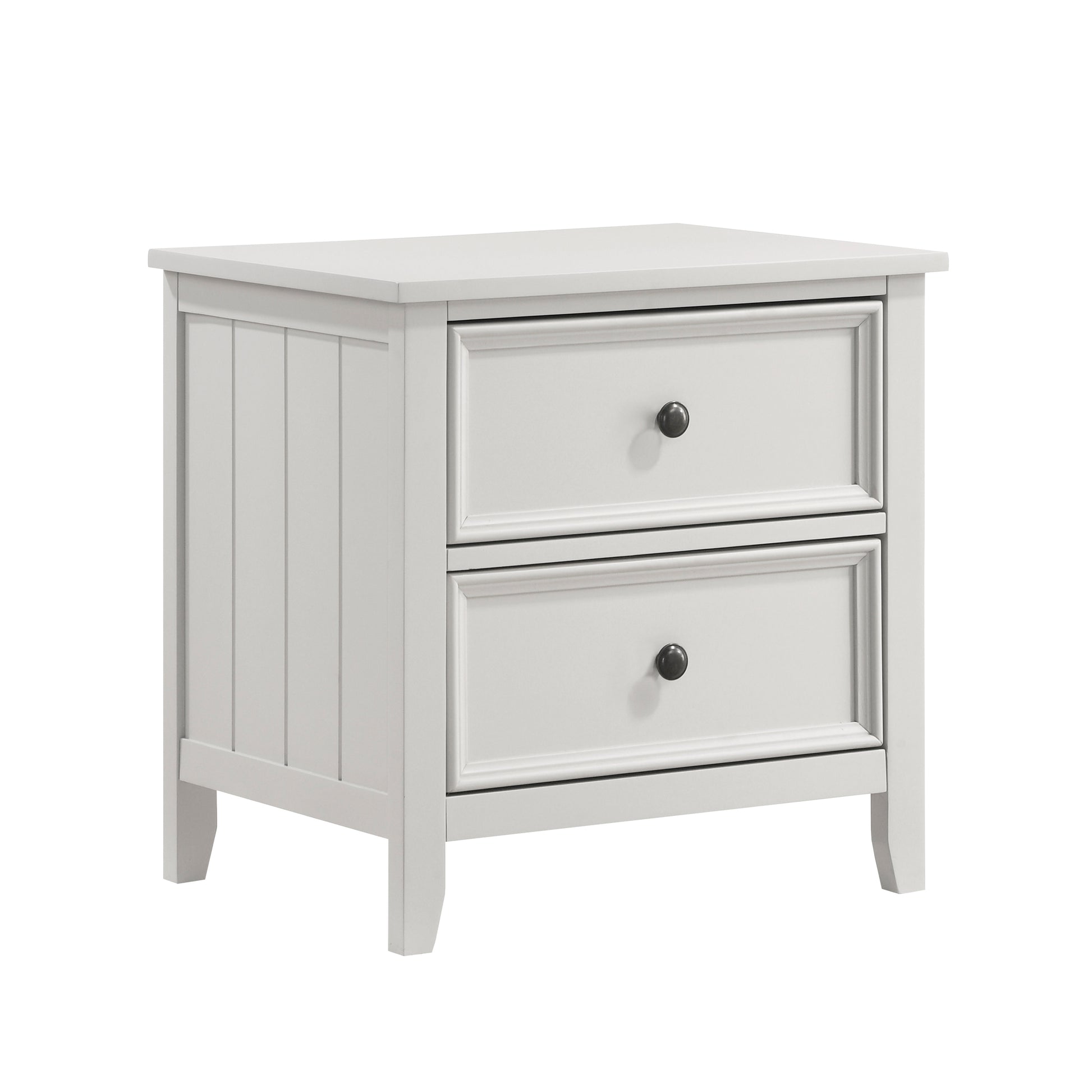 Classic White Finish Nightstand of 2 Drawers Storage Modern Farmhouse Style Bedroom Furniture 1pc Bedside Table image 3