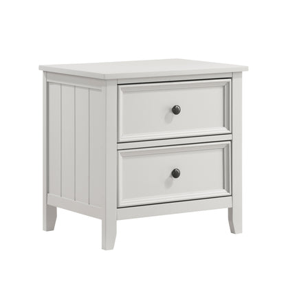 Classic White Finish Nightstand of 2 Drawers Storage Modern Farmhouse Style Bedroom Furniture 1pc Bedside Table image 3