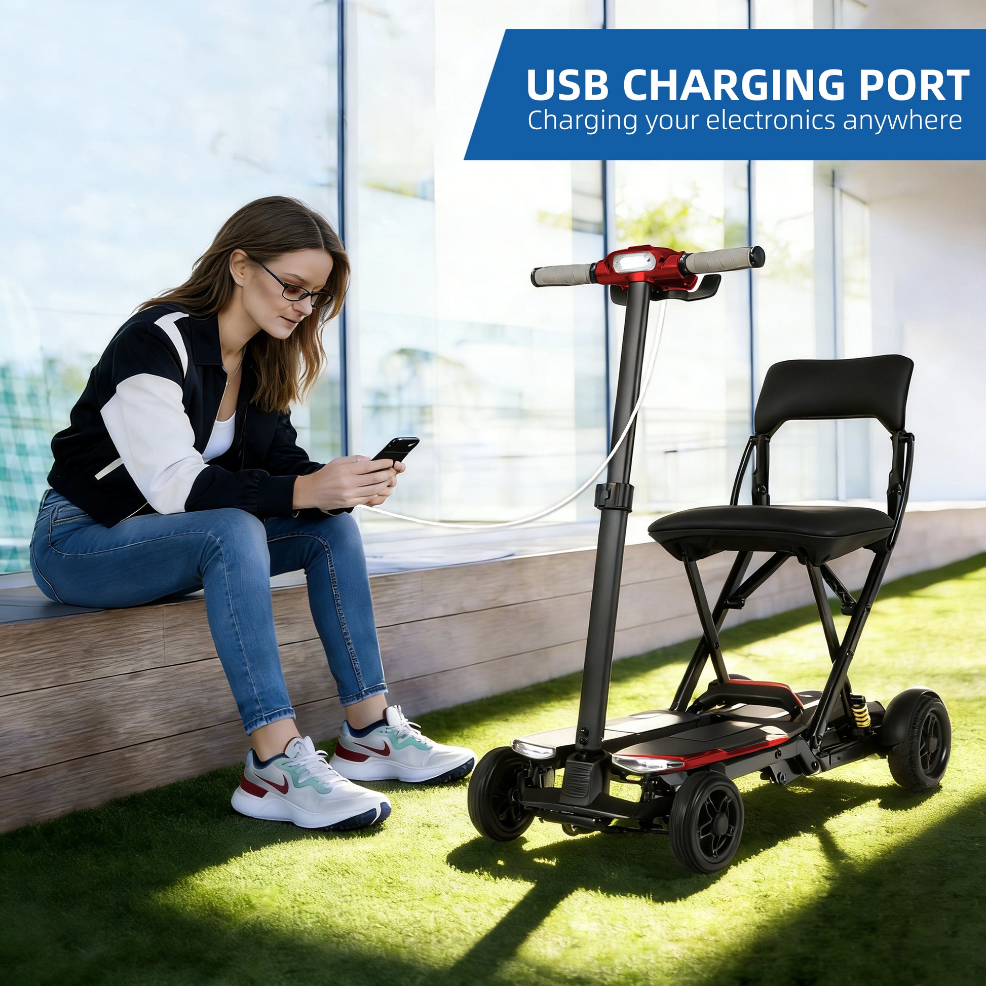 SOLAX 4-Wheel Remote Folding Mobility Scooter for Adults and Seniors, super lightweight and compact plus NFC Electric Foldable Mobility Scooter With Suspenion capacity. image 8