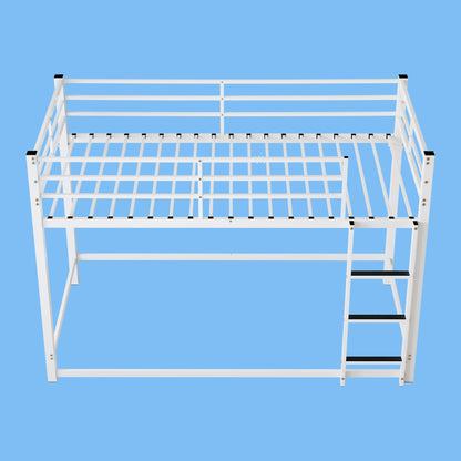 Bunk Bed with Ladder and high Guardrail Metal Bunk Bed, Storage Space, Noise Free,Twin Over Twin Size,WHITE image 4